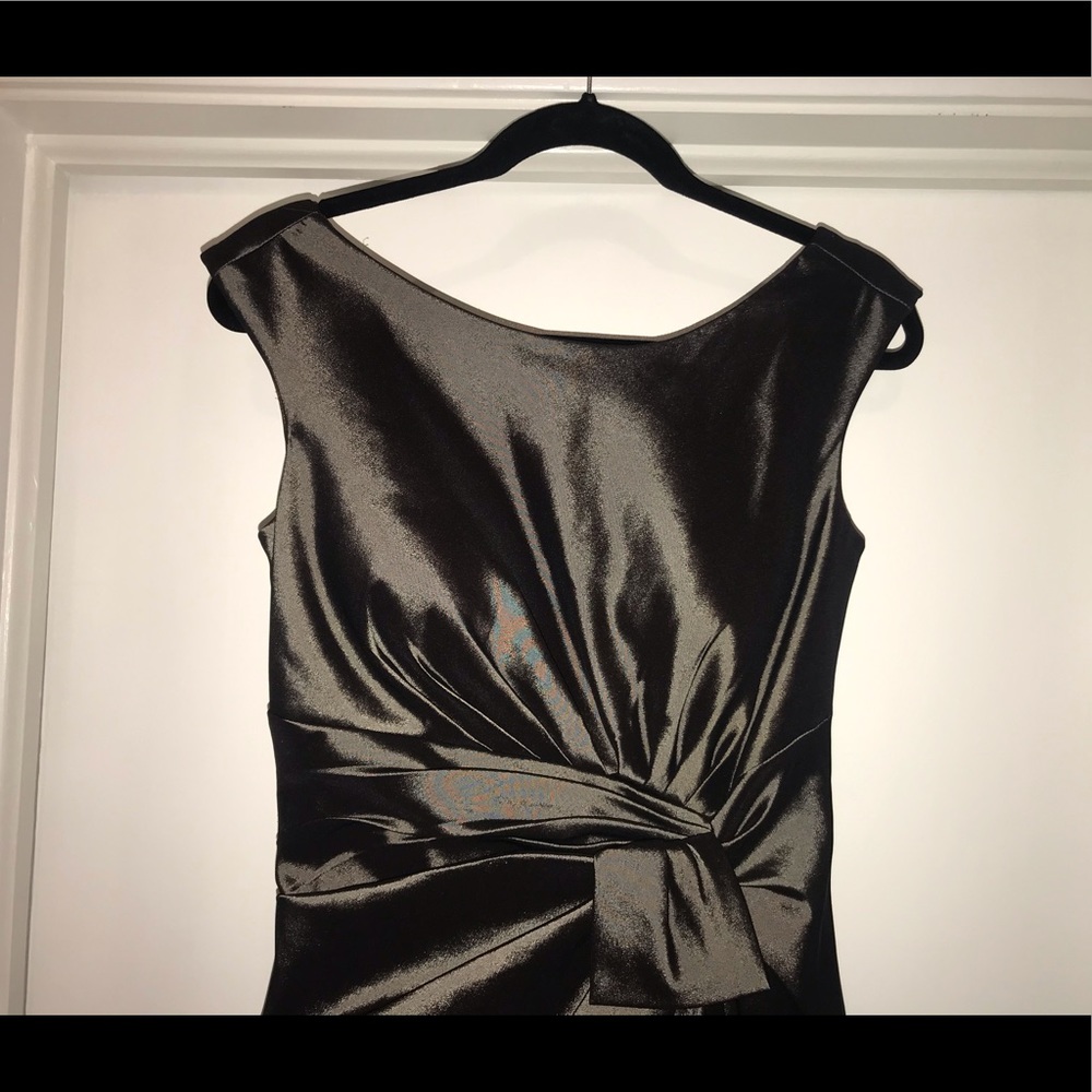 Formal brown silk, lined dress.